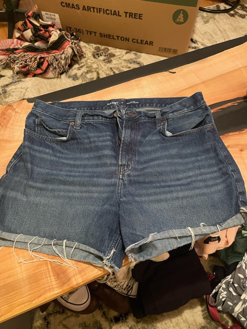 Old Navy Dark Blue Rolled Hem Denim Shorts